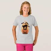 黒猫ハロウィーン猫好き星空ナイトキャット Tシャツ (正面フル)