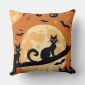 黒猫ハロウィーン猫、ハロウィーン、黒猫。 クッション (裏面)