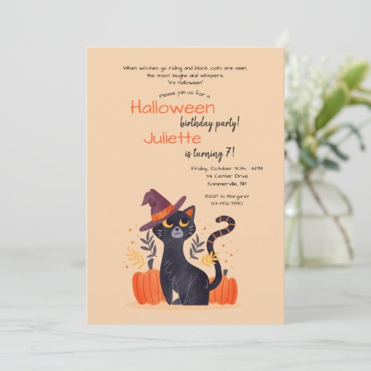 黒猫ハロウィーン誕生パーティー 招待状 (スタンド正面)