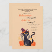 黒猫ハロウィーン誕生パーティー 招待状 (正面/裏面)