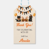 黒猫ハロウィーン誕生日パーティギフトラベル ギフトタグ (正面)