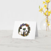 黒猫ハロウィーン カード (黄色い花)