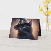 黒猫ハロウィーン カード (黄色い花)