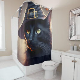 黒猫ハロウィーン シャワーカーテン