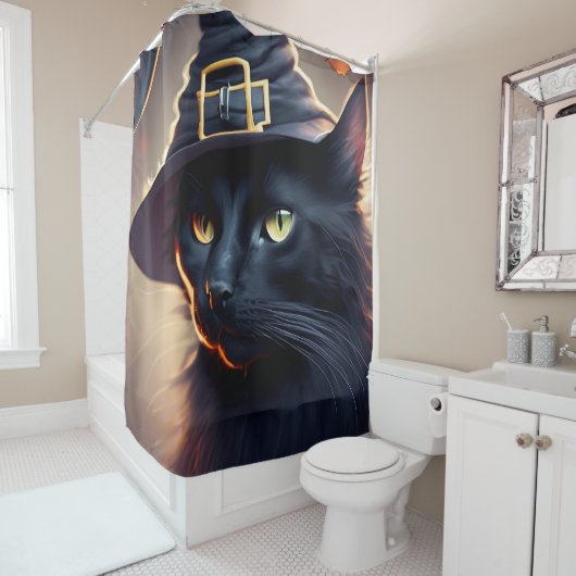 黒猫ハロウィーン シャワーカーテン (インサイチュ)