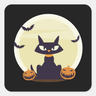 黒猫ハロウィーン スクエアシール