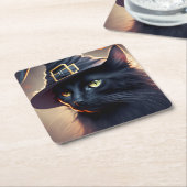 黒猫ハロウィーン スクエアペーパーコースター (アングル)