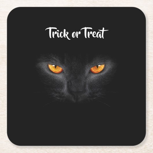 黒猫ハロウィーン スクエアペーパーコースター (正面)