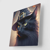 黒猫ハロウィーン スクエア壁時計 (傾斜)