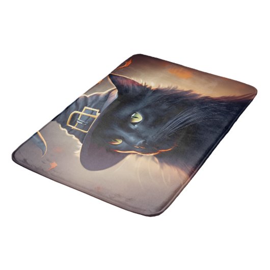 黒猫ハロウィーン バスマット (アングル)