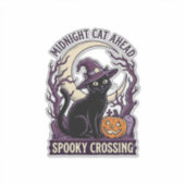 黒猫ハロウィーン ビンテージ風彫刻 かぼちゃ猫  シール (正面)