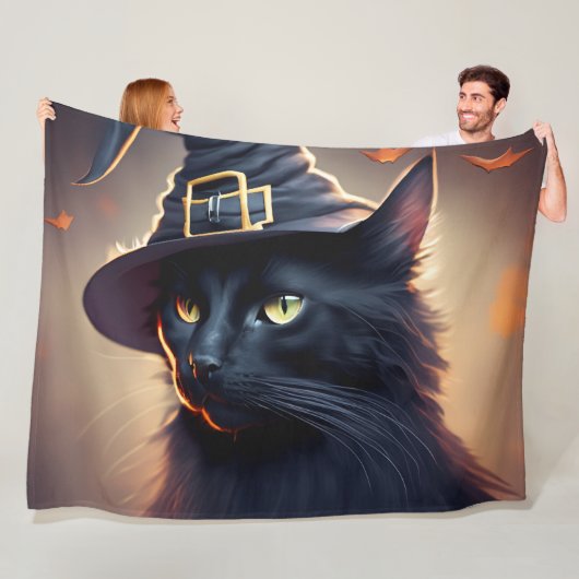 黒猫ハロウィーン フリースブランケット (インサイチュ)