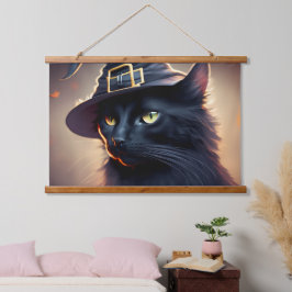 黒猫ハロウィーン 吊り下げ型タペストリー