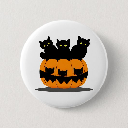 黒猫ハロウィーン 缶バッジ (正面)
