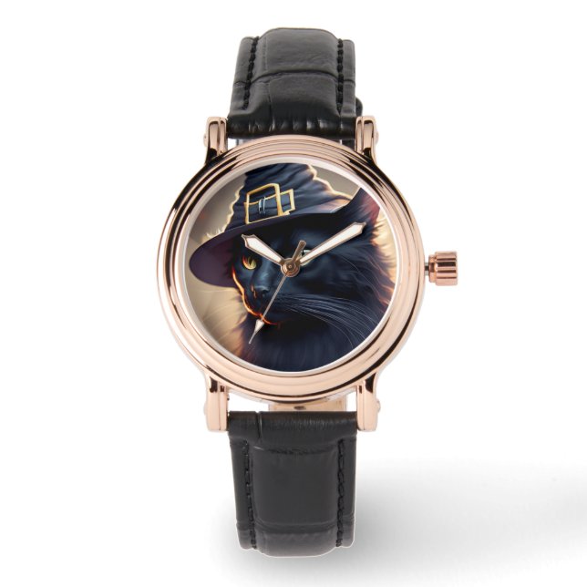 黒猫ハロウィーン 腕時計 (正面)