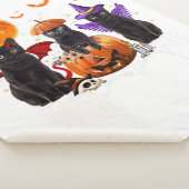 黒猫ハロウィーン、黒猫カボチャに座る シェルパブランケット (3/4)