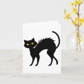 黒猫ハロウィーン – 黒猫 カード (黄色い花)