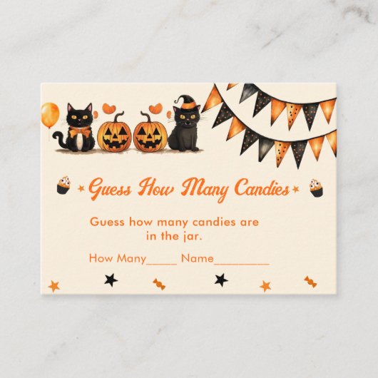 黒猫ハローウィンパーティかわいい幽霊 エンクロージャーカード (正面)