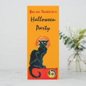 黒猫ハローウィンパーティモノグラム金ゴールド 招待状 (スタンド正面)