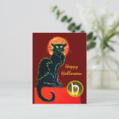 黒猫ハローウィンパーティモノグラム ポストカード (スタンド正面)