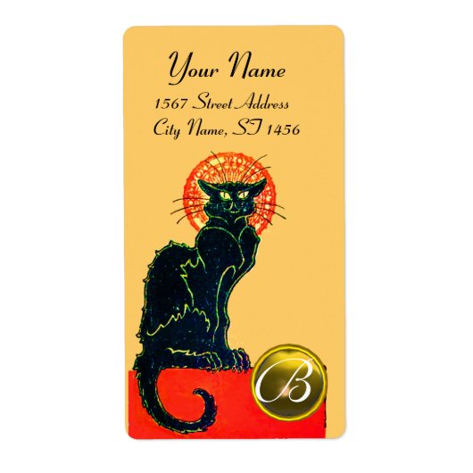 黒猫ハローウィンパーティモノグラム ラベル (正面)