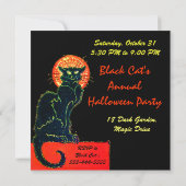 黒猫ハローウィンパーティモノグラム 招待状 (裏面)