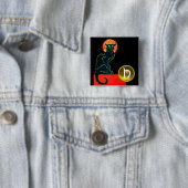 黒猫ハローウィンパーティモノグラム 缶バッジ (インサイチュ)