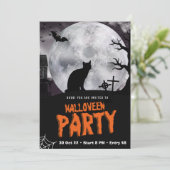 黒猫ハローウィンパーティ招待状可愛不気味 招待状 (スタンド正面)