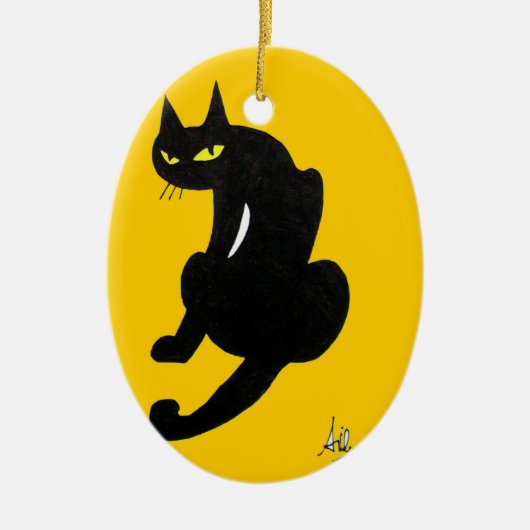 黒猫ハローウィンパーティ セラミックオーナメント (正面)
