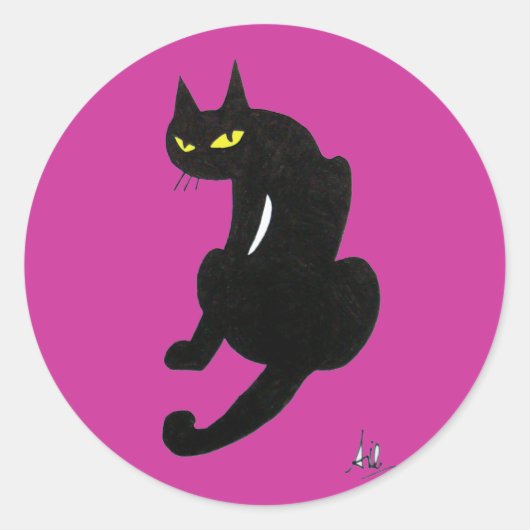 黒猫ハローウィンパーティ ラウンドシール (正面)