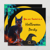 黒猫ハローウィンパーティ、黄 招待状 (正面/裏面)