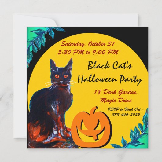 黒猫ハローウィンパーティ、黄 招待状 (裏面)