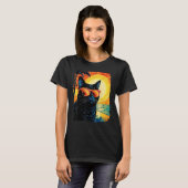 黒猫ハワイアン Tシャツ (正面フル)