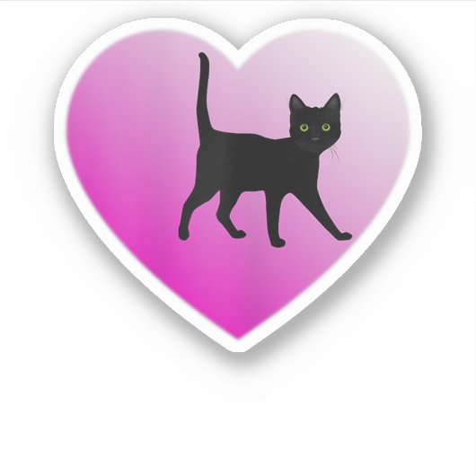 黒猫ハート シール (正面)