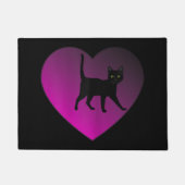 黒猫ハート ドアマット (正面)