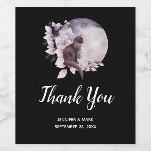 黒猫バイザマジカルフルムーン結婚ズ ワインラベル (シングルラベル)