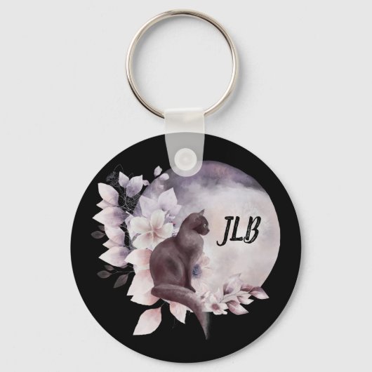 黒猫バイザマジカル満月 キーホルダー (正面)