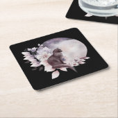 黒猫バイザマジカル満月 スクエアペーパーコースター (アングル)