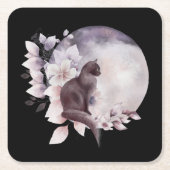 黒猫バイザマジカル満月 スクエアペーパーコースター (正面)