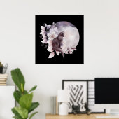 黒猫バイザマジカル満月 ポスター (ホームオフィス)