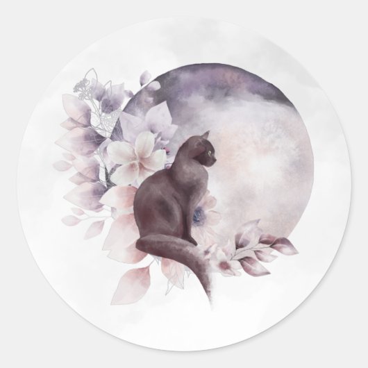 黒猫バイザマジカル満月 ラウンドシール (正面)