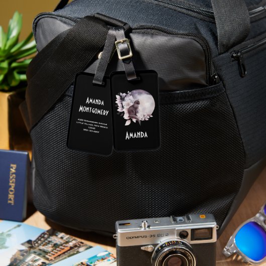 黒猫バイザマジカル満月 ラゲッジタグ (正面&裏面)