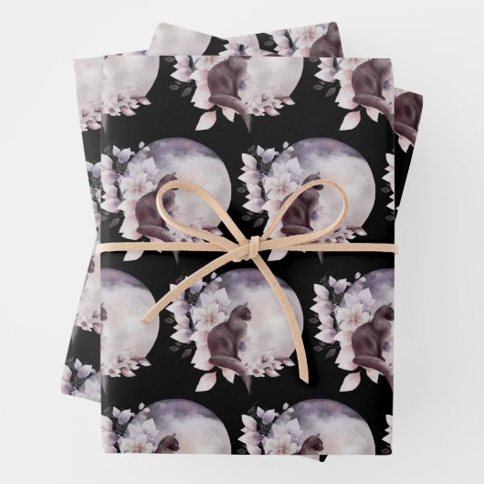 黒猫バイザマジカル満月 ラッピングペーパーシート (インサイチュ)