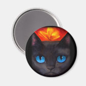 黒猫バタフライ絵画ズアート数々の- マグネット (正面/裏面)