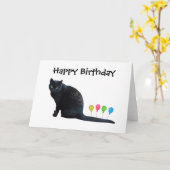 黒猫バルーン誕生日カード カード (黄色い花)