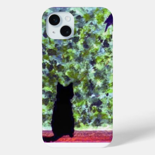黒猫バードウォッチング絵画かわいい子猫 Case-Mate iPhoneケース (裏面)