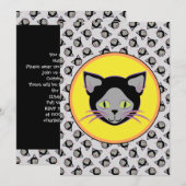 黒猫パターンハロウィン 招待状 (正面/裏面)