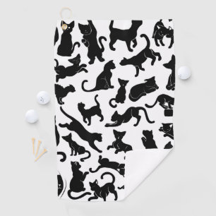 黒猫パターン ゴルフタオル