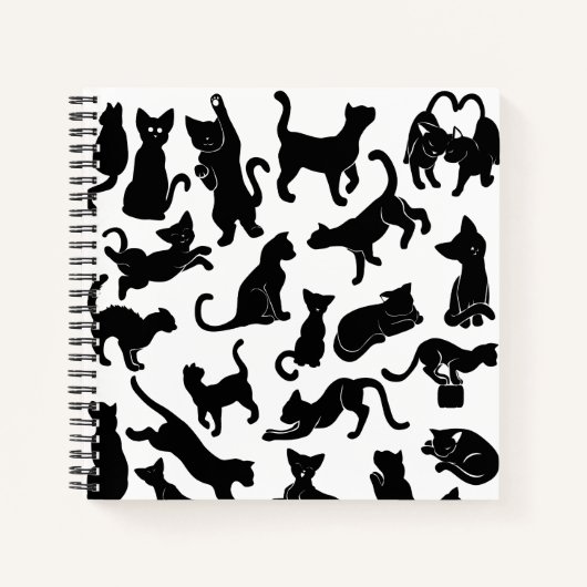 黒猫パターン ノートブック (正面)