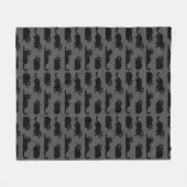 黒猫パターン フリースブランケット (正面(横))